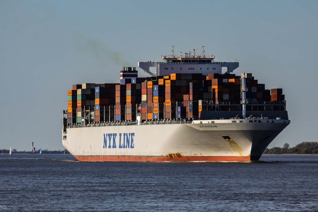Container Ship Just Exiting Port