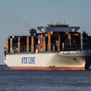 Container Ship Just Exiting Port