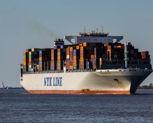 Container Ship Just Exiting Port