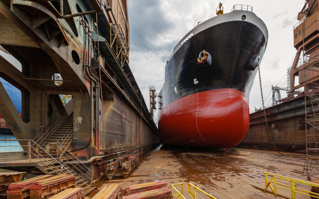 Large Boat At A Shipyard
