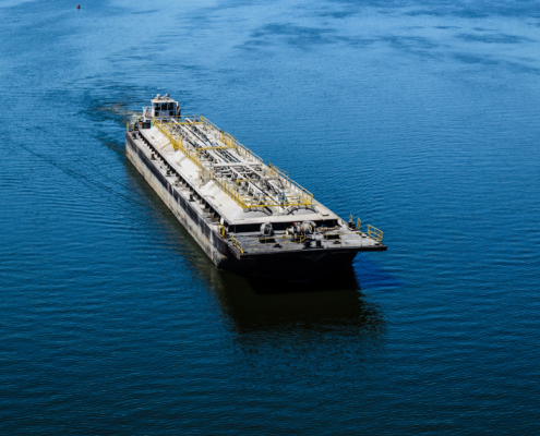 Large Oil Barge In A River